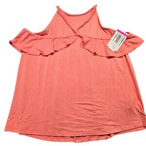 Tucker+Tate Pink Shirt NEW Stretch Ruffles Strappy Juniors Women's XL Girl's Top